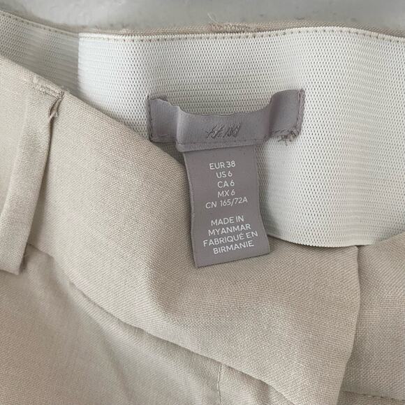 H&M Tapered Leg Slacks Light Beige Size 6 - Picture 3 of 6
